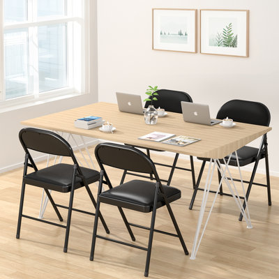 30'' Vinyl Padded Folding Chair Upholstered Stackable Metal Folding Chair