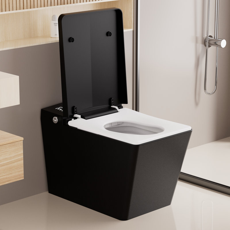 Aqualuxe Contemporary Smart Toilet Set With Built-In Tank And Heated Bidet Seat, Black