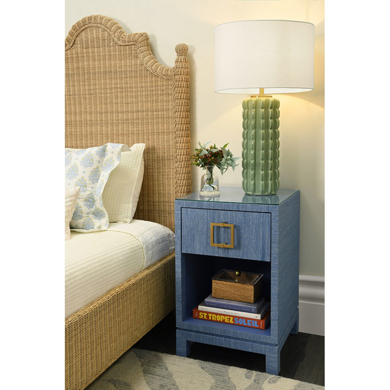 Blair Glass End Table, Blue