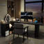 Bureau noir en bois massif en forme de L-108803826-108803829