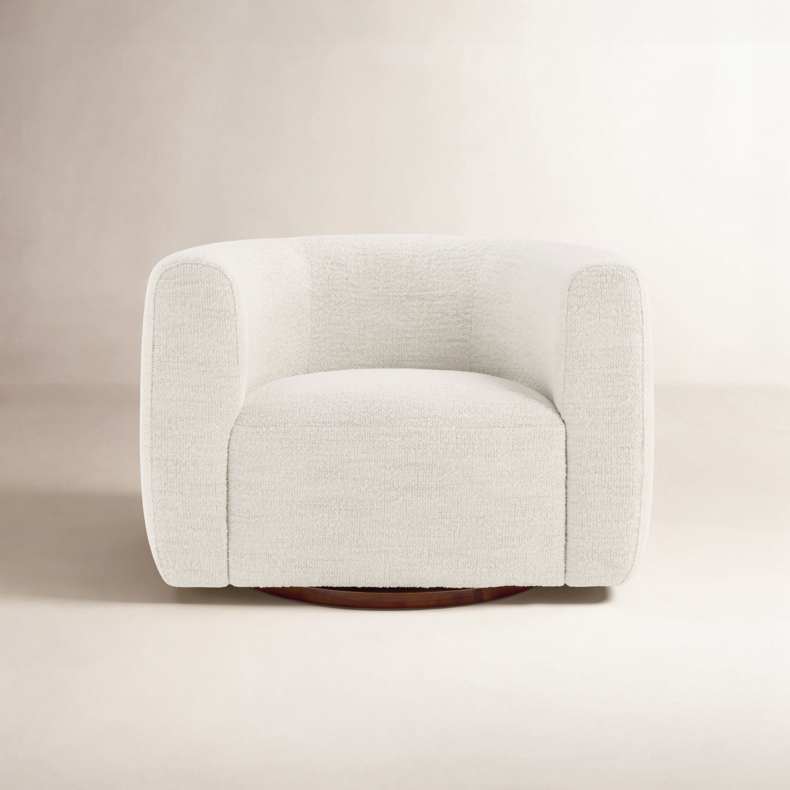 Becki Owens for Joss & Main Barrel Swivel Armchair, Merino Pearl Performance Boucle