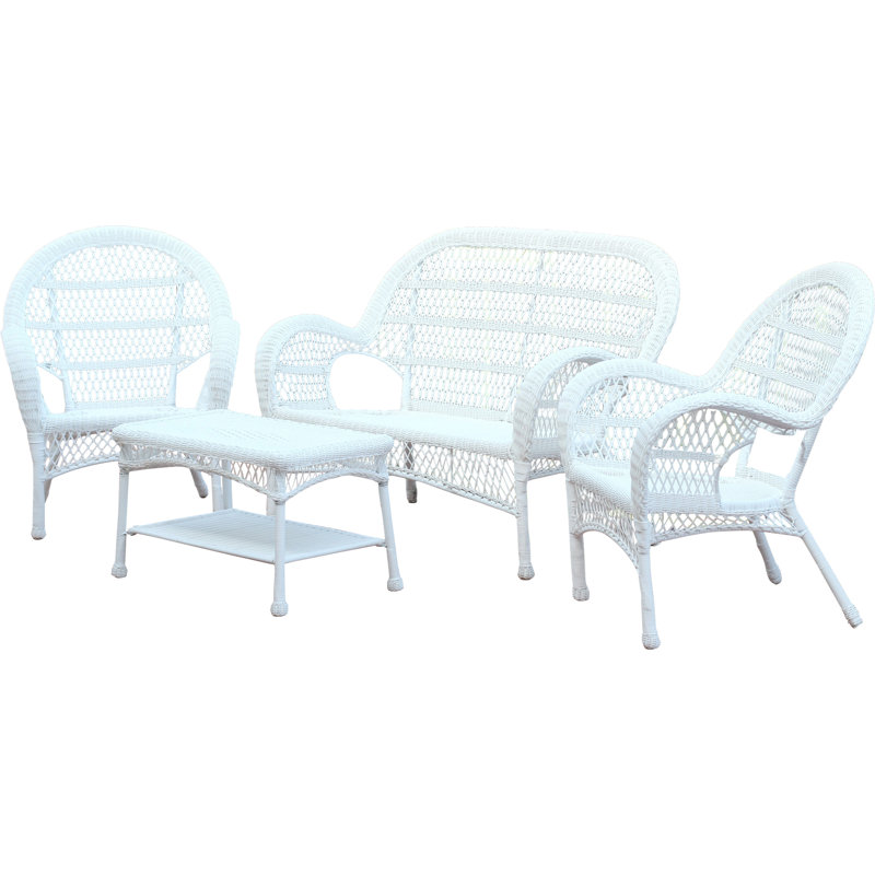 Mangum 4 Piece Sofa Set, White