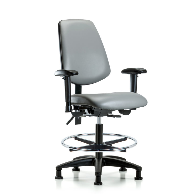 Kyeron Vinyl Task Chair, Light Gray, Yes, Casters