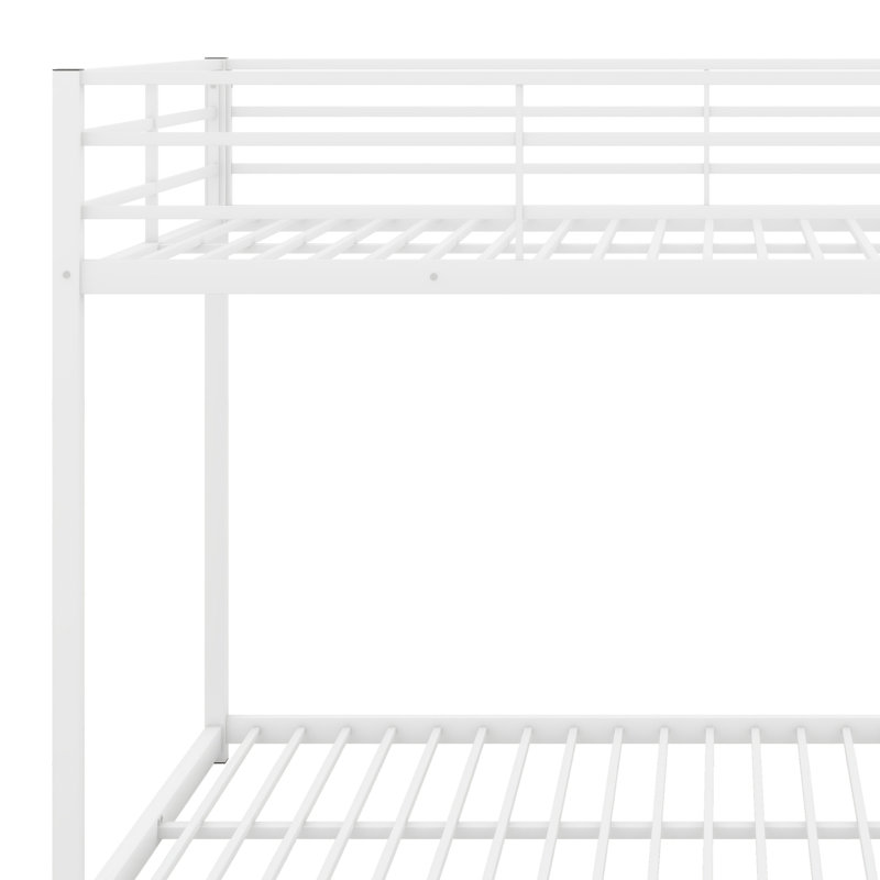 Bunk Bed Low Bunk Bed With Ladder, White, Full Over Full