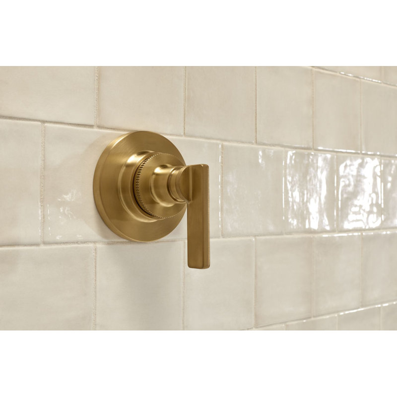 Castia by Studio McGee Mastershower Transfer Valve Trim with Lever Handle, Vibrant Brushed Moderne Brass