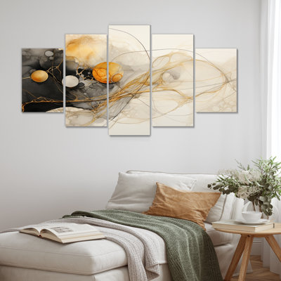 Maselli - Liquid ink Abstract Wall Art Canvas 5 Piece