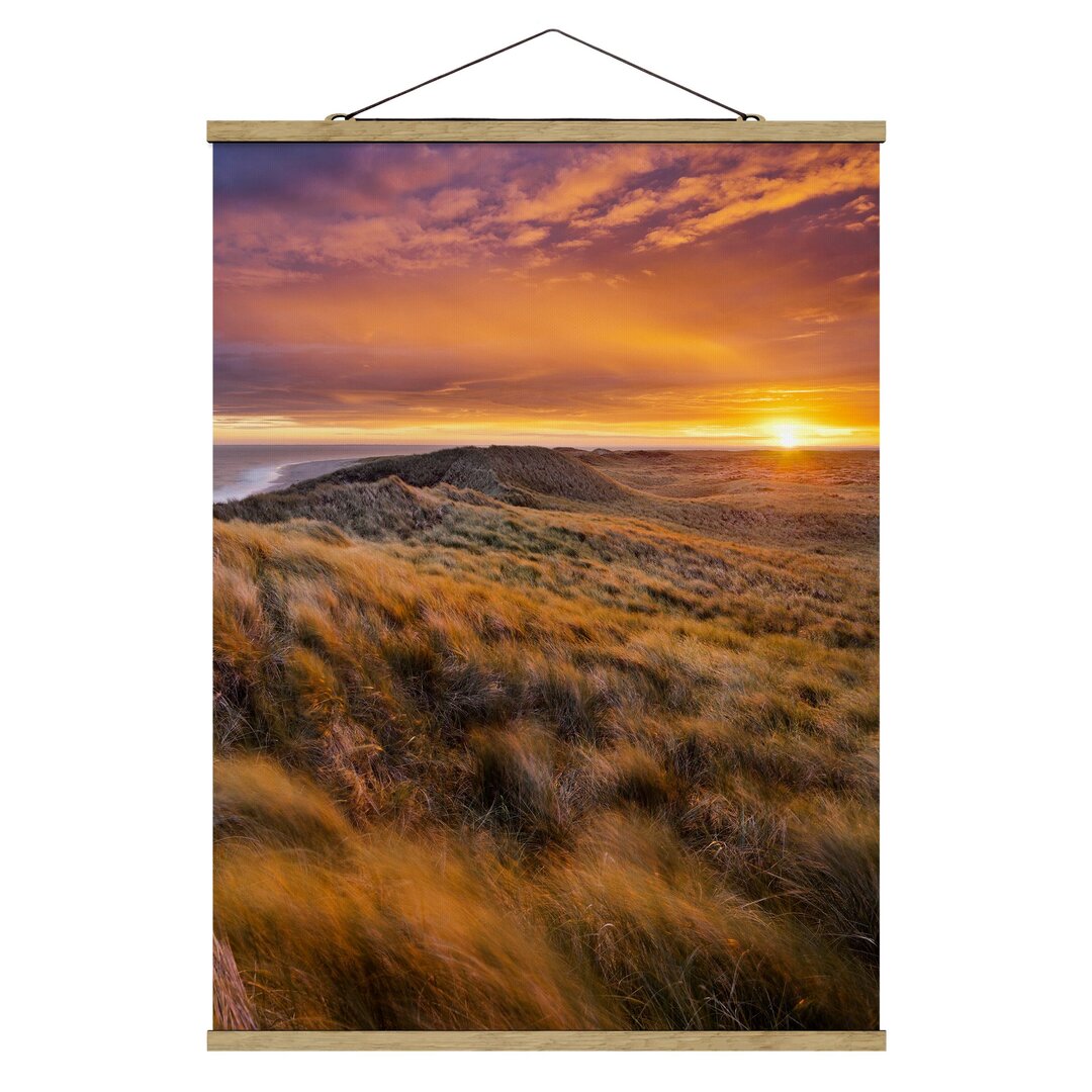 Stoffbild Mit Posterleisten - Sonnenaufgang Am Strand Auf Sylt - Hochformat 4:3