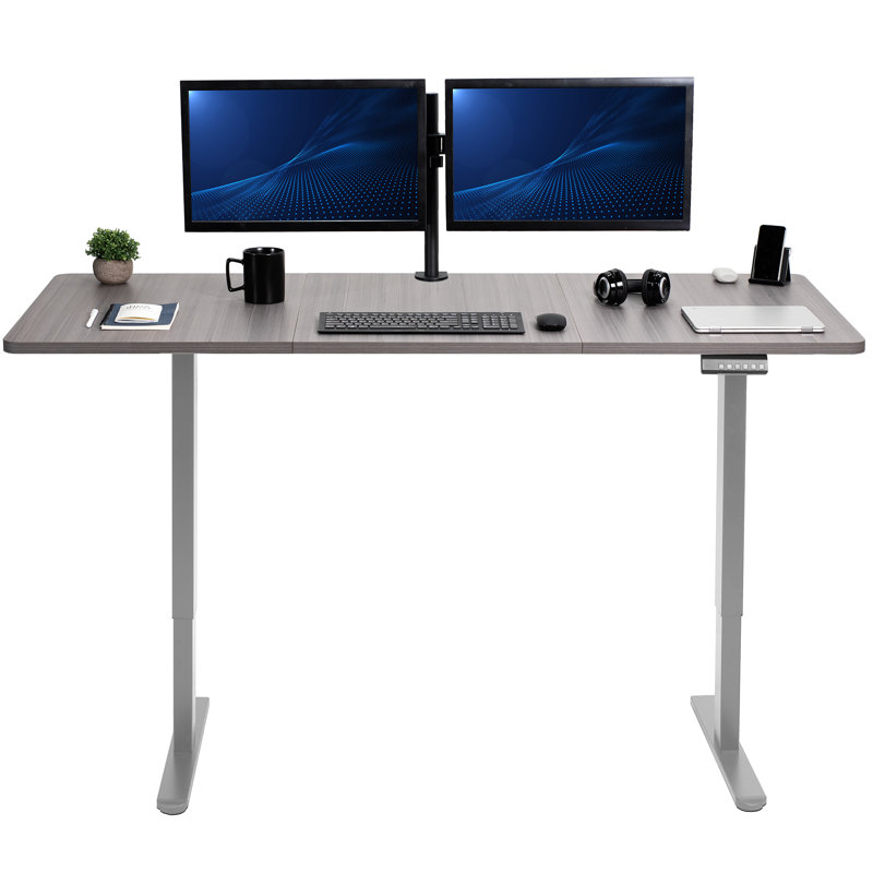 VIVO Electric Dual Motor 71” x 30” Standing Desk, E2B7B Series, Dark Gray/Gray