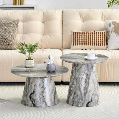 Table basse emboîtable, table basse de style médiéval-moderne, table basse ronde classique et ensemble de tables d'appoint, salon simple, table de centre de bureau