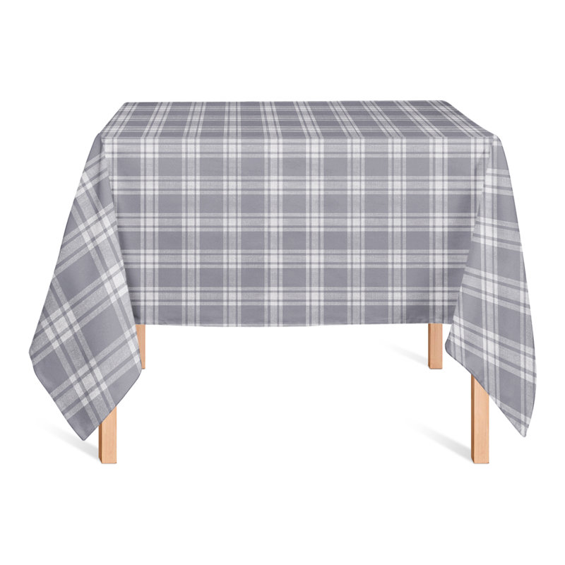 Saunders Plaid Square Tablecloth, Dark Gray