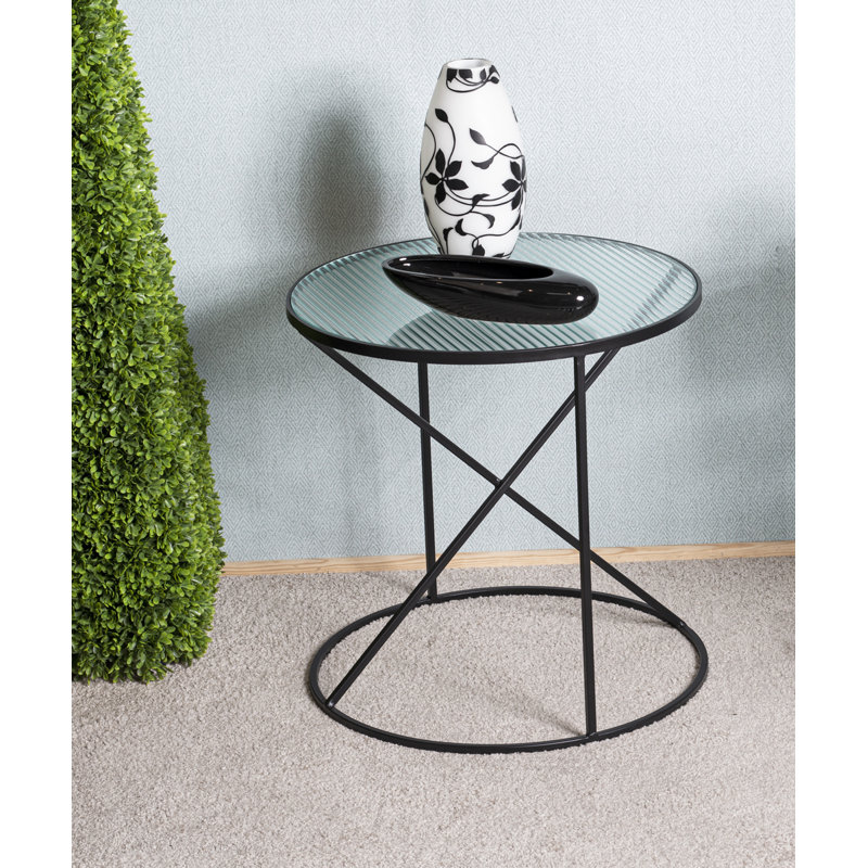 Indihar Glass Top Frame End Table