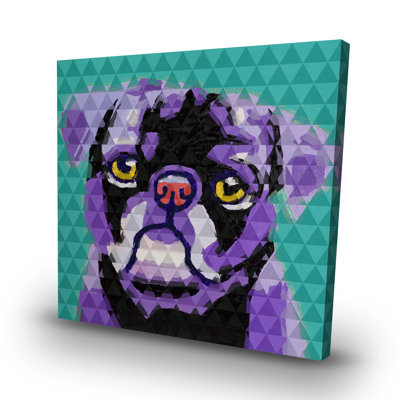 Geometric pug - 32"x32" art on canvas