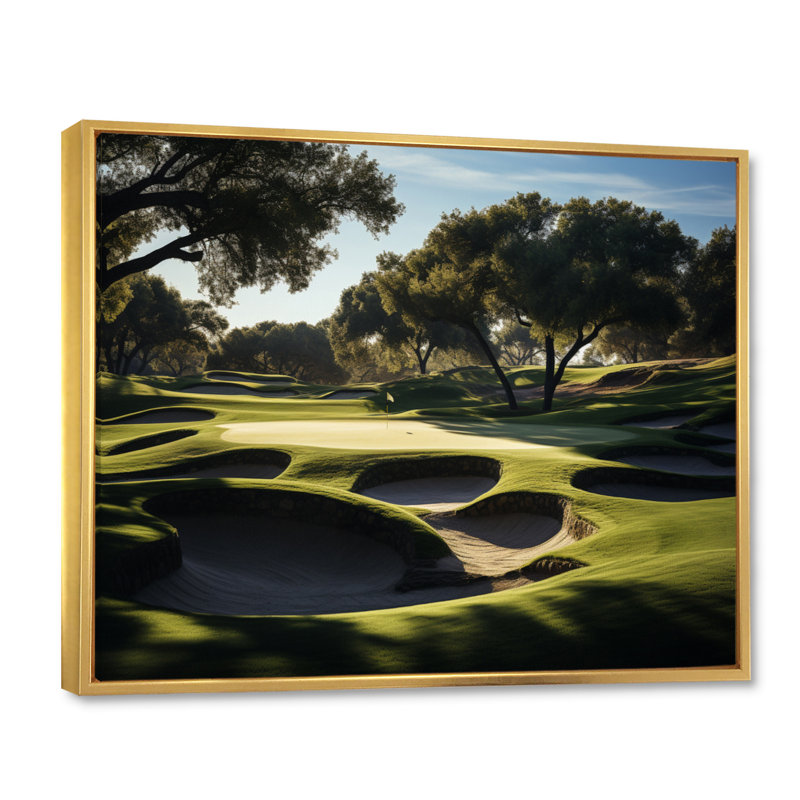 Golf Precision Putt I - Imprimé, H 16 po x l 32 po x P 1 po, Cadre flottant doré