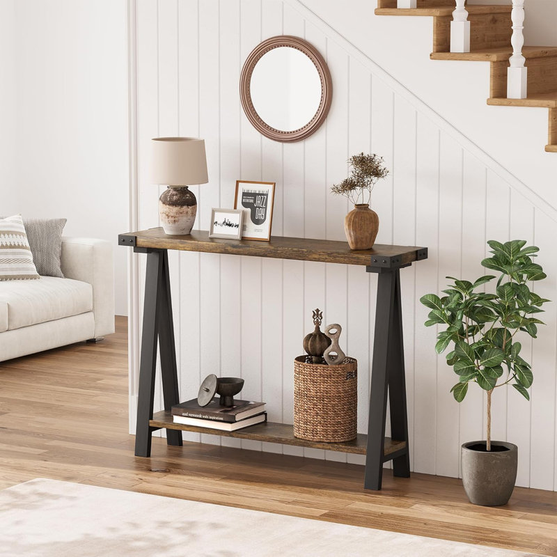 43.3cm Console Table, Rustic Brown/Black
