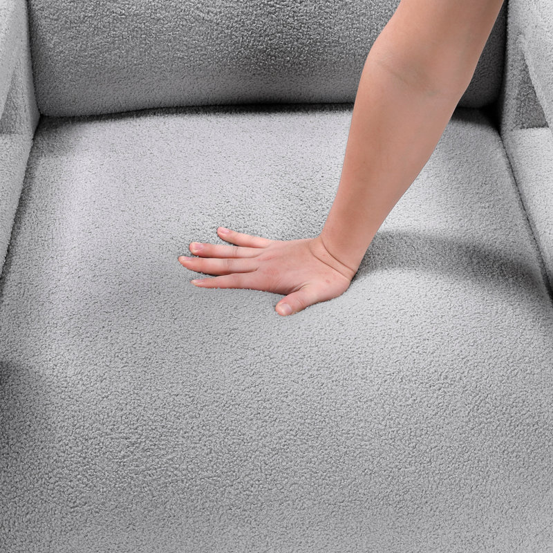 Élégant fauteuil gris Boucle, hauteur de 30,5 po, fabrication en contreplaqué, chaise de luxe sophistiquée en gris, rembourrage en mousse pour les jambes de 25 po
