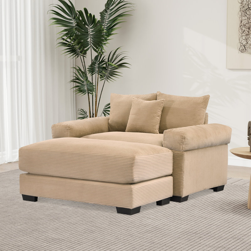 Oversized Corduroy Armchair  With Ottoman, Camel
