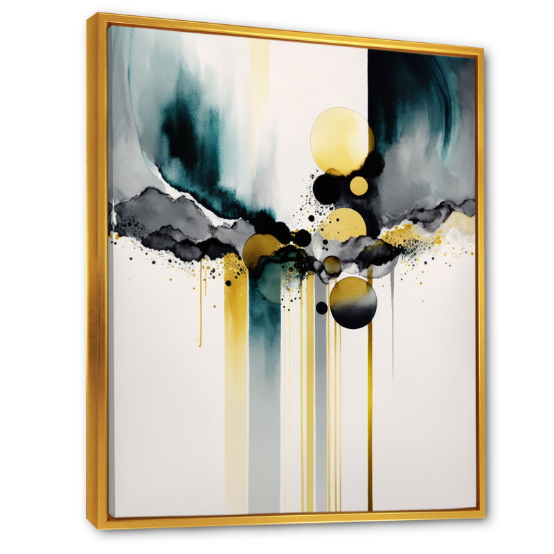 «Abstract Transitional Shapes» - reproduction d'art sur toile, H 40 po x l 30 po x P 1,5 po, Toile avec cadre flottant or
