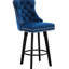 Chaises de bar pivotantes avec siège en velours et grands tabourets à boutons 2 pièces bleu marine recouvrant une base solide, paire