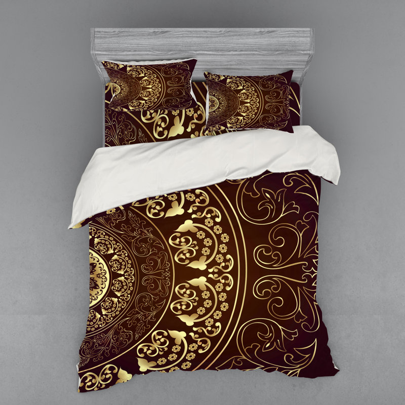 Ensemble de housse de couette éclectique en microfibre bourgogne, Housse de couette grand + 3 pièces supplémentair