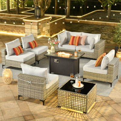 Ensemble de conversation modulaire extérieur réversible pour 6 personnes Emroy