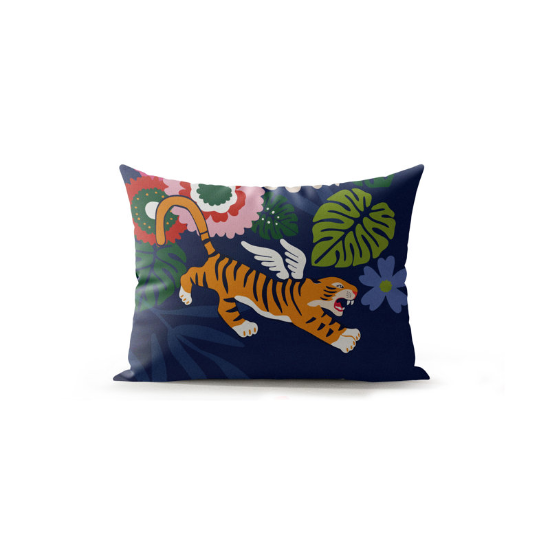 Thiago Microsuede Lumbar Throw Pillow, Navy Blue/Red/Pink/Green/Orange
