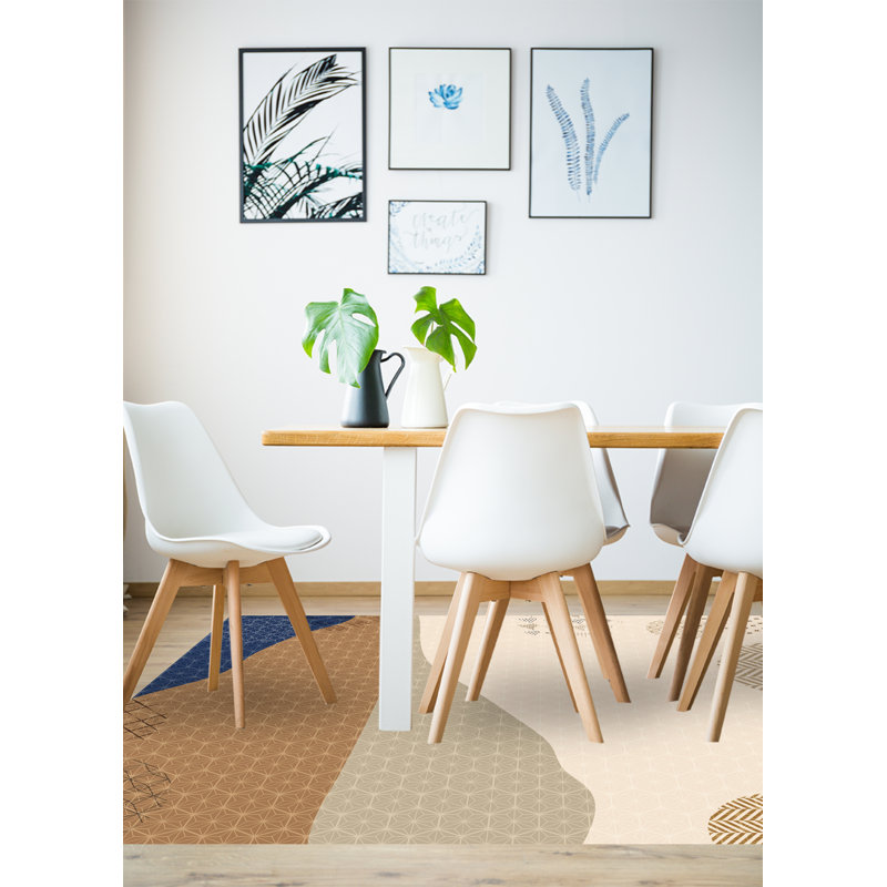 Demetricus Vinyl Machine Printed Area Rug, Rectangle 3'3.4" x 4'11.1"