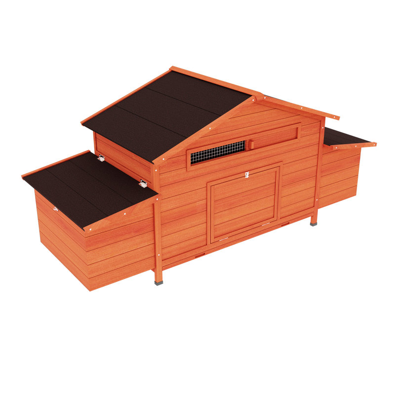 Poulailler d'extérieur fabriqué en bois massif, 2 boîtes de nidification, points d'accès pour la plage, doublure étanche, coquille résistante, verrouillage à l'épreuve des prédateurs, zone ventilée, entrée et sortie pratiques, confortable