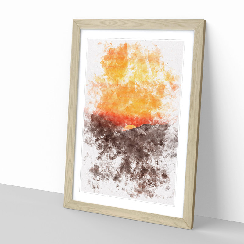 Orange Sunset - Picture Frame Painting Print, Oak Framed, 87cm H x 62cm W x 2cm D