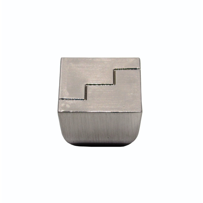 Geometric Square Zig Zag Knob Satin Brass, Satin Nickel