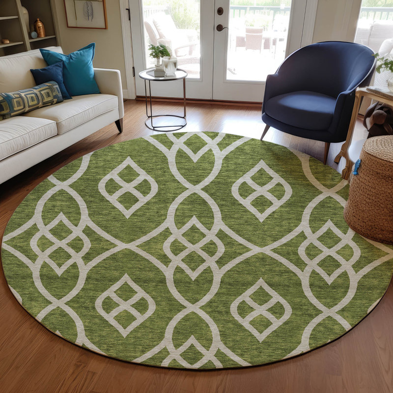 Malek Indoor/Outdoor Area Rug with Non-Slip Backing, Round 8'