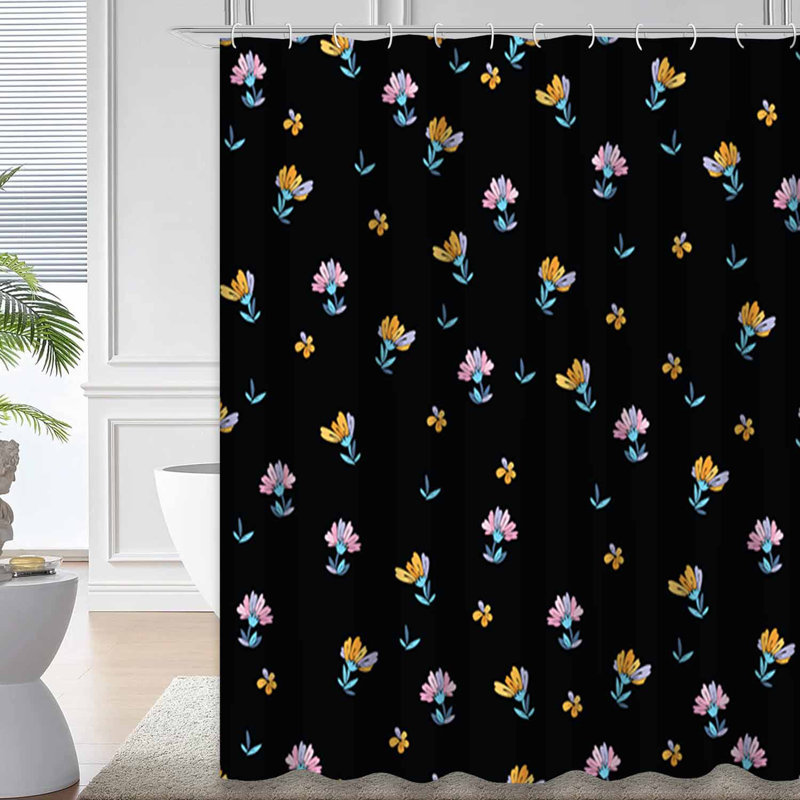 Rideau de douche à motif floral avec 12 crochets, 72" L x 84" W