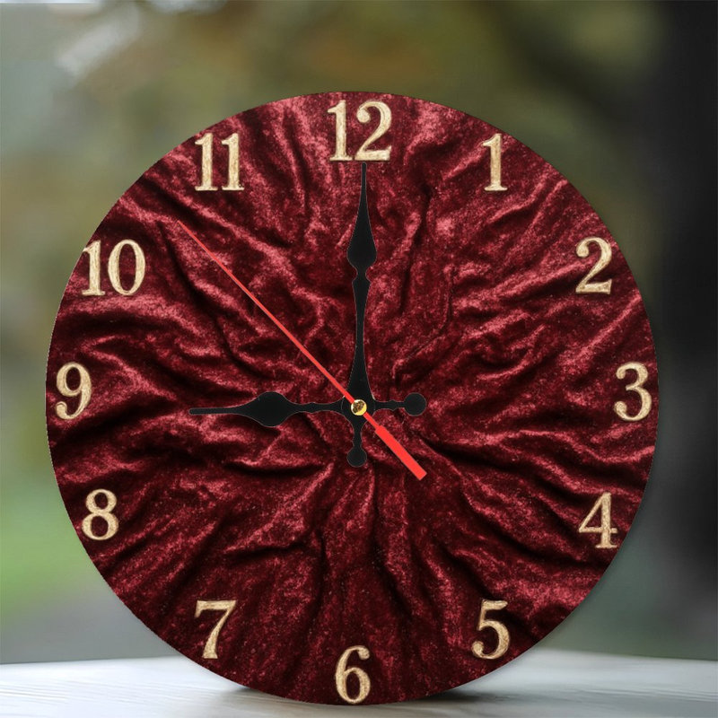 Horloge chiffres velours rouge