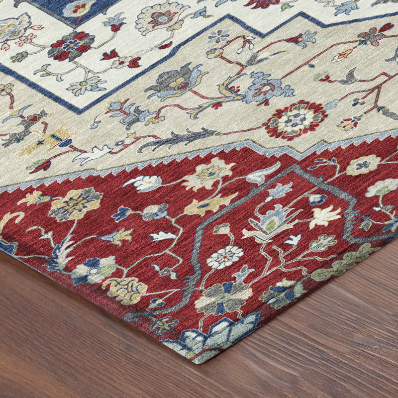 Machine Washable Indoor/Outdoor Chantille ACN2533 Traditional Rug, Red, Rectangle 2'6" x 3'10"