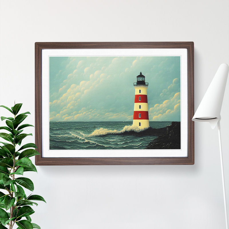 Imaginative Lighthouse 1 Piece Single Picture Frame Wall Art, 25cm H x 34cm W x 2cm D, Walnut
