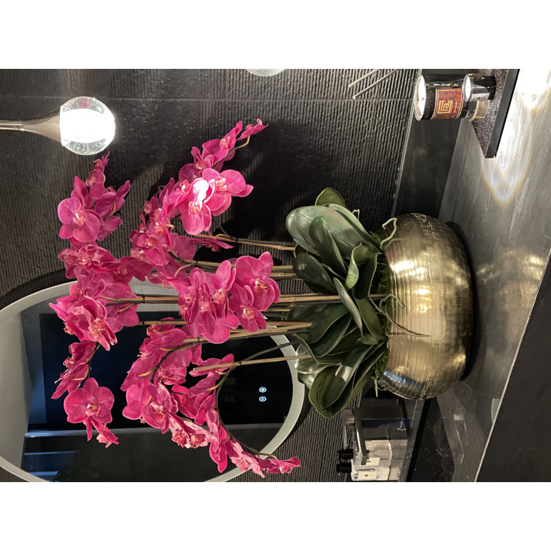 Orchid Faux Floral Arrangement in Vase, Pink