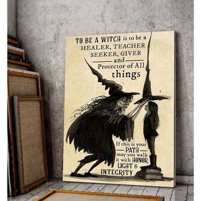 Be A Witch To Be A Healer Gallery Wrapped Canvas - Magical Thing Decor, Black And Beige Home Decor