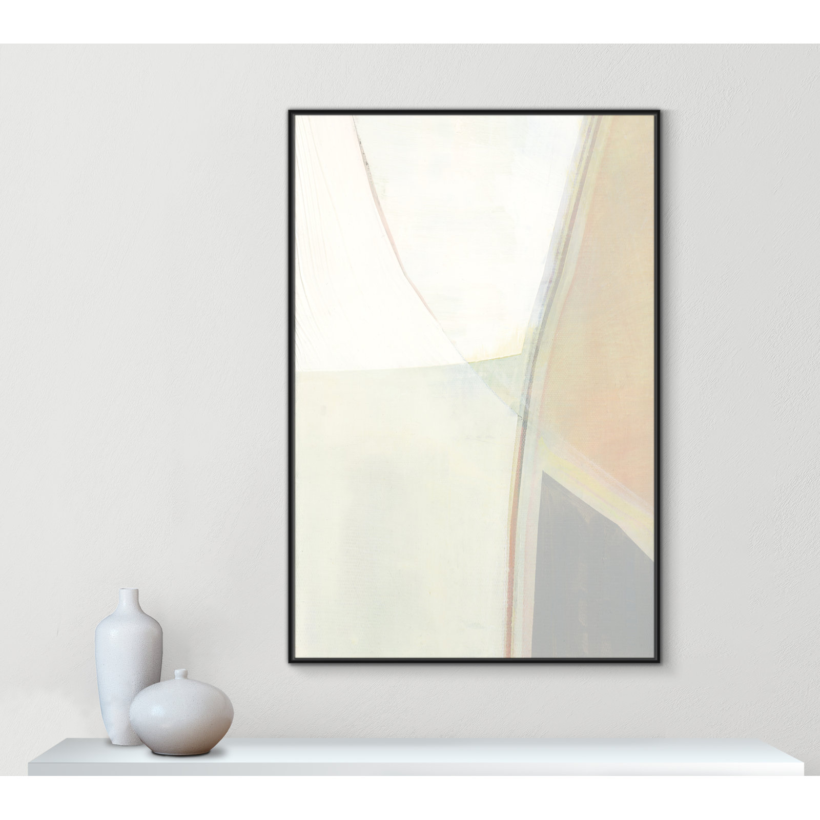 Alexandria "In Neutral II" Painting by Cartissi, 61.5" H x 41.5" W x 2" D, Black Framed Canvas