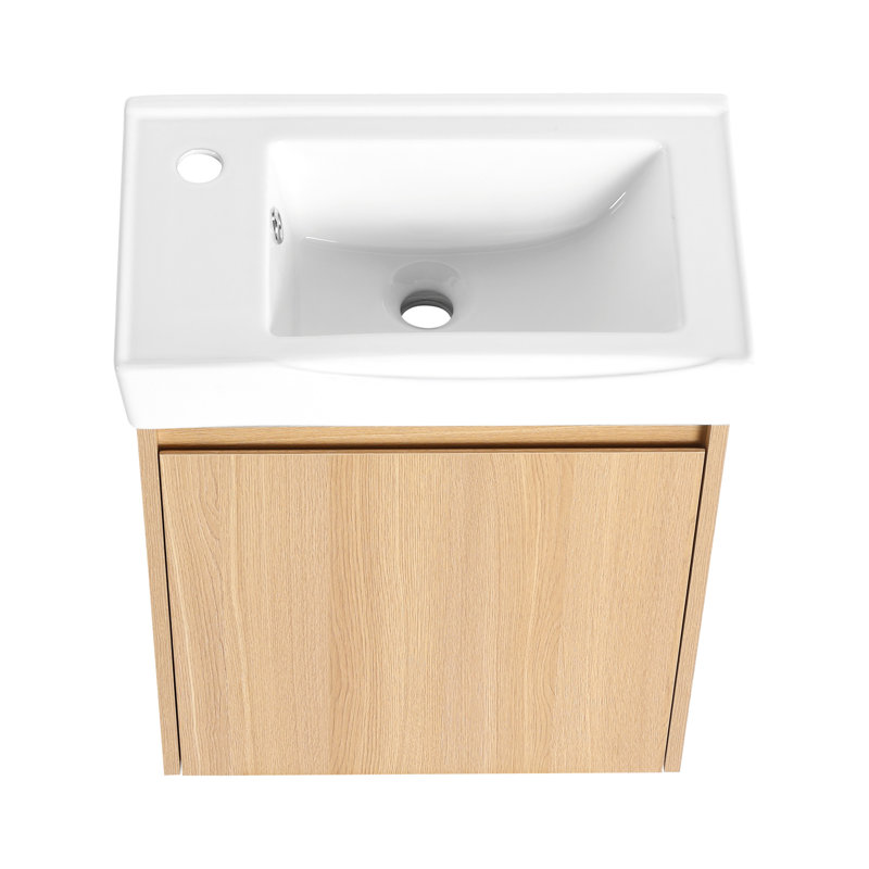 Élégant meuble-lavabo mural avec caractéristiques haut de gamme et grand espace de rangement