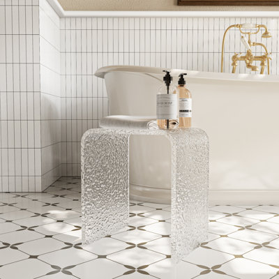 Sleek Transparent Acrylic Shower Stool – Modern U-Shaped Shower Bench For Shaving, Rest & Storage | Space-Saving, Non-Slip Design For Bathrooms