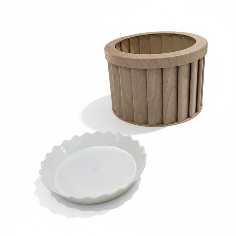 Round Strata Planter MD, Beige, 6.25" H x 8.38" W x 8.38" D