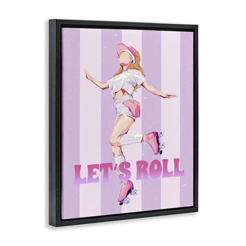 Cadre flottant Let's Roller Skate Girl, design par Ziwei Li, Cadre flottant noir de jais, H 21 po x l 17 po