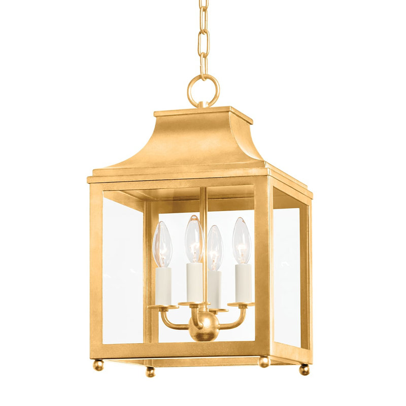 Leigh 4-Light Foyer Pendant, 18.63" H x 11.5" W x 11.5" D, Vintage Gold Leaf, Clear