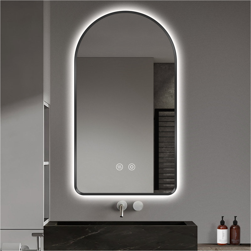 Miroir de salle de bain arqué à rétroéclairage DEL, 32 po x 20 po