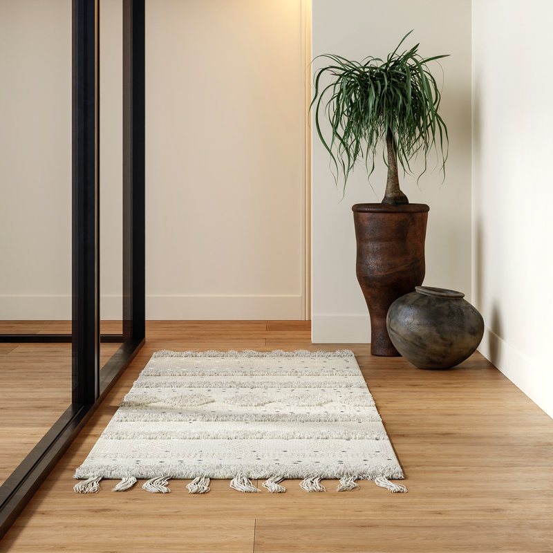 Jayko Textured Wool Ivory Area Rug, Runner 2'8" x 12'