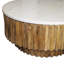 Table basse ronde avec plateau en marbre et bandes en bois