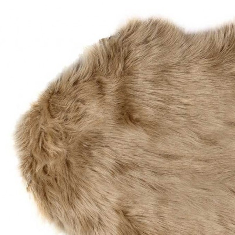 Asmat 6' Tan Faux Sheepskin Flokati Washable Area Rug, Novelty 2' x 6'