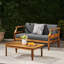 Ensemble de causeuse d'extérieur en bois d'acacia Aston_ Causeuse et table basse - finition teck + coussin gris foncé