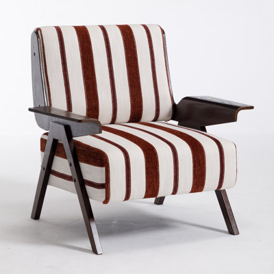 de style décoratif, avec un tissu en lin rayé rouge et blanc, une structure en bois massif et un rembourrage en mousse haute densité. Idéal pour les salons, les chambres à coucher et les balcons, avec une capacité de charge de 300 livres