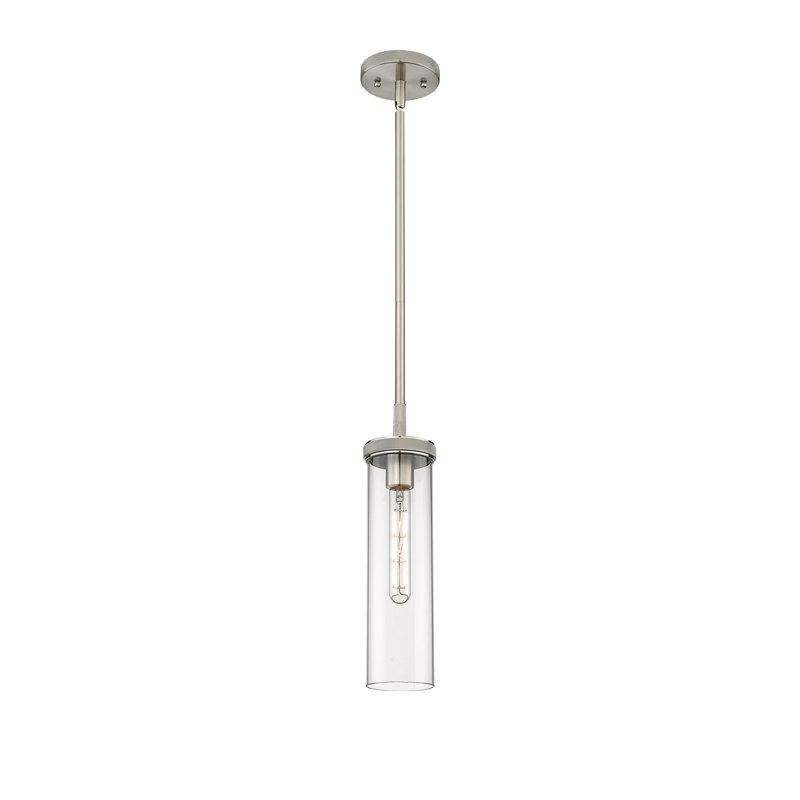 Luminaire suspendu sur tige 12 lumières 1 lumière Lincoln, Plaqué couleur fumée, Nickel satiné