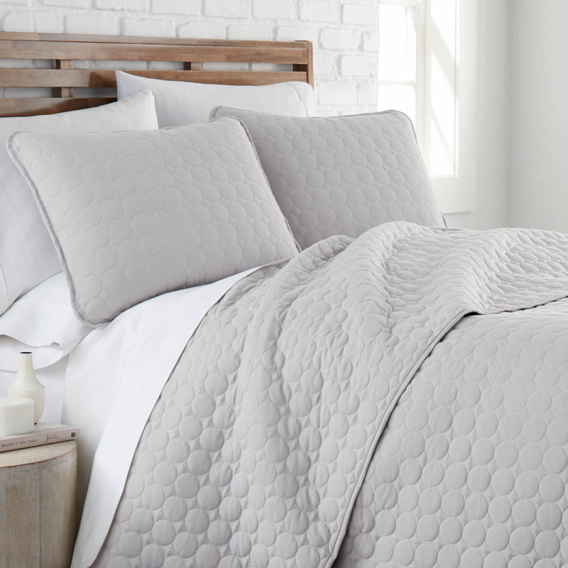 Light Grey Twin Microfiber Quilt Set with Sham